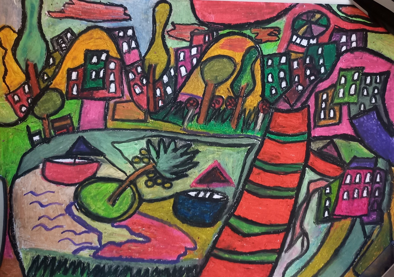 Petra Schönwitz „Landschaft mit Palme“, o. J.