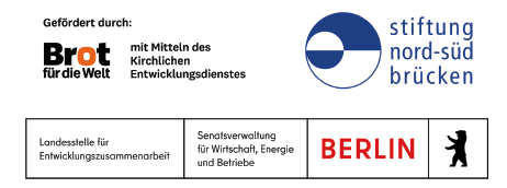 Logos: Brot für die Welt, stiftung nord-süd brücken, Landesstelle für Entwicklungszusammenarbeit, Sen WEB