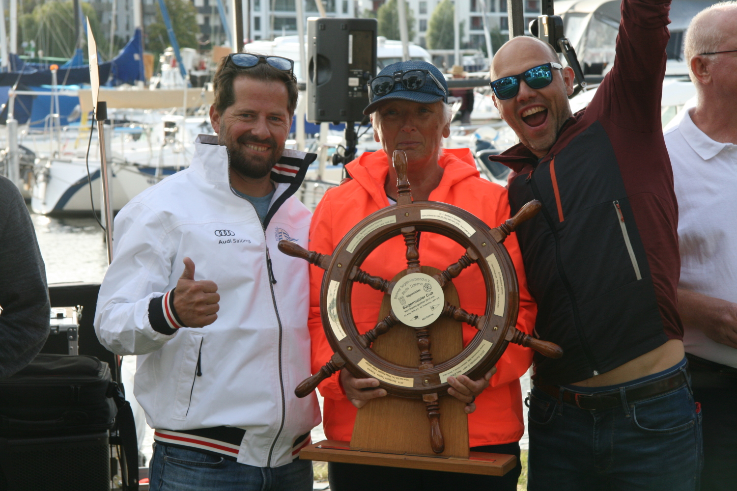 Die Sieger der 15. Bürgermeisterregatta - Michaela Wieczorek mit Thomas Piesker und Martin Böhmert