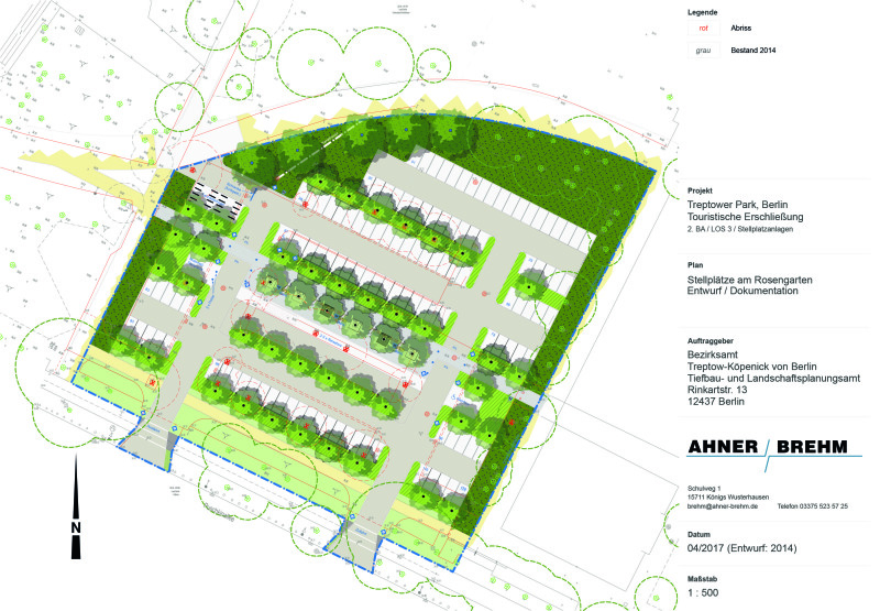 Entwurfsplanung für die Neugestaltung des Rosengarten-Parkplatzes, 2016