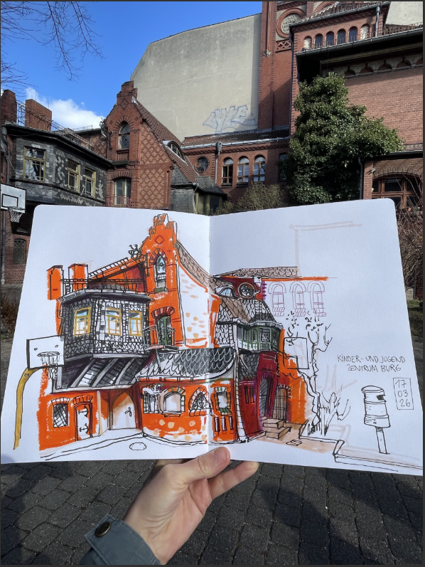 Urban Sketcher Zeichnung der Burg 2026