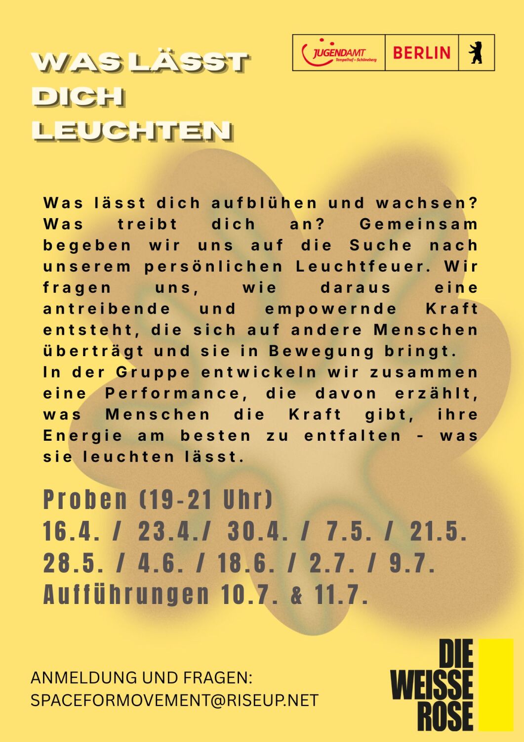 Flyer für die Performance - auf diesem Bild ist nur Text abgebildet, der steht genauso auch weiter oben