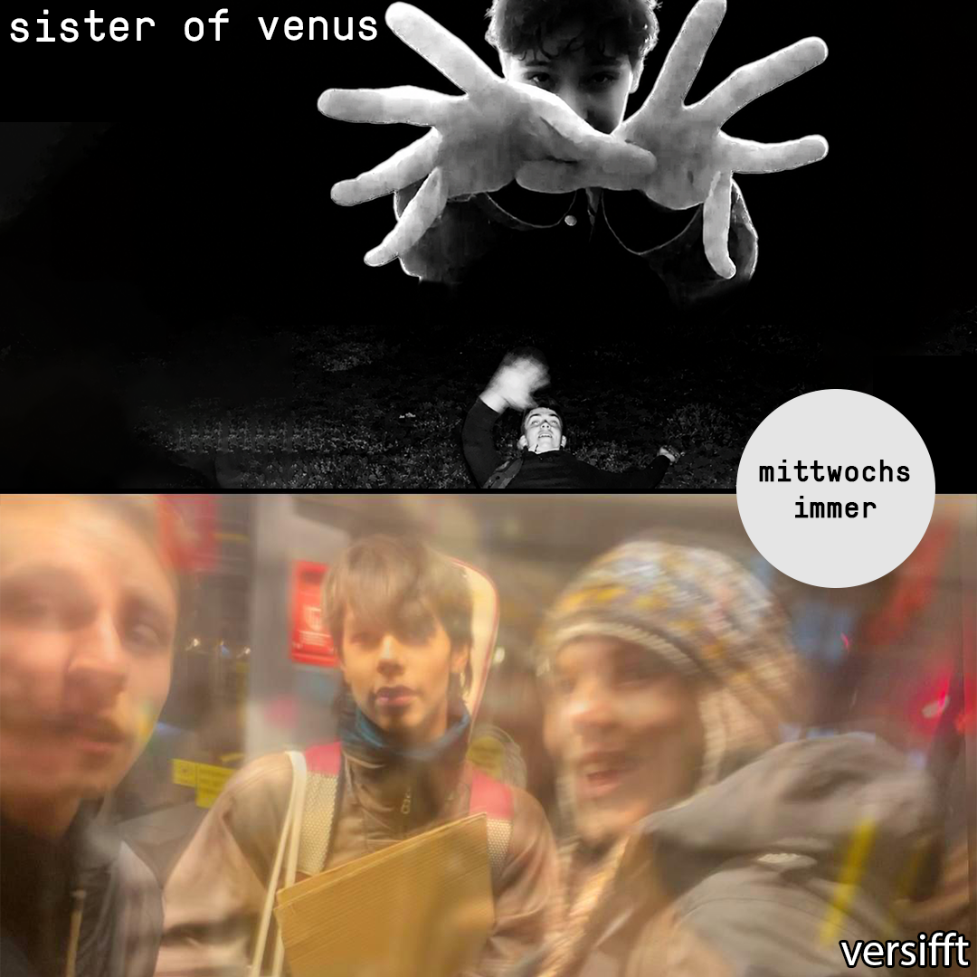 flyer für mittwochs immer - abgebildet sind die beiden acts für den abend
