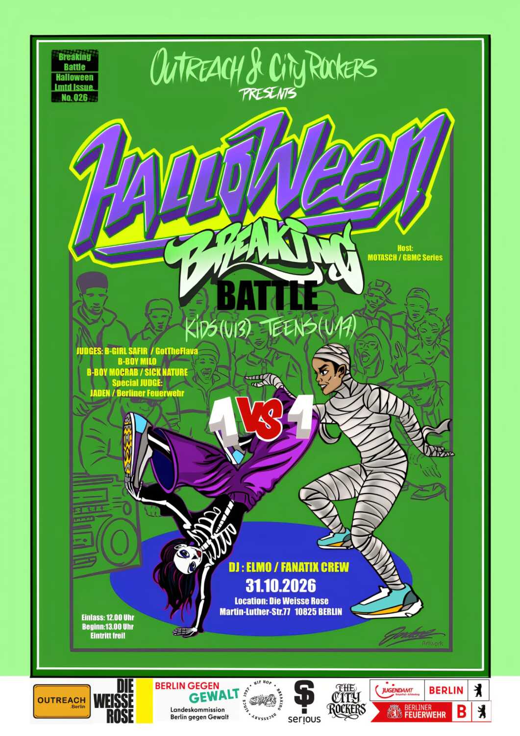 flyer für das halloween breaking battle von outreach