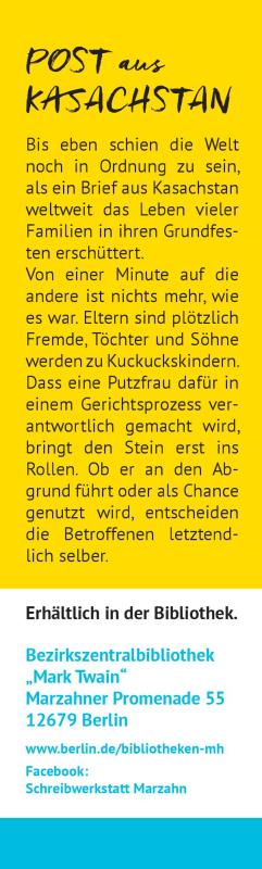 Lesezeichen Post aus Kasachstan Rueckseite