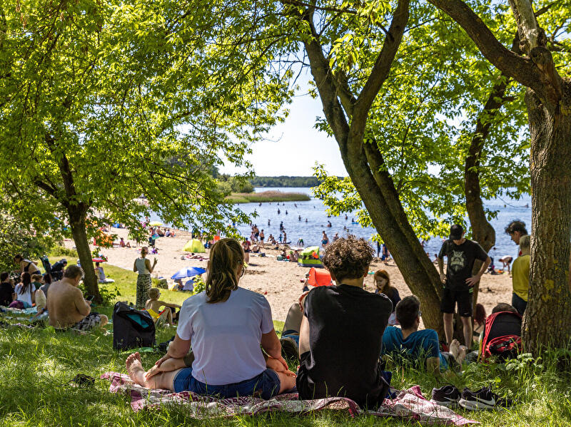 Familie am Strand am Senftenberger See