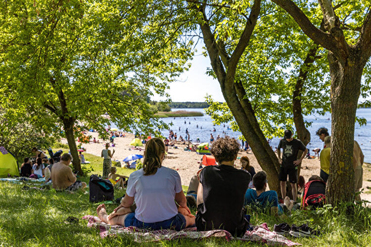 Familie am Strand am Senftenberger See
