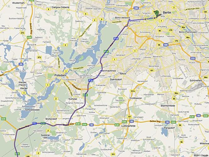 Anreise nach Berlin aus dem Süden und Südwesten