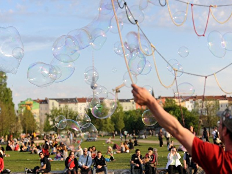 Soap bubbles on Walpurgis Night in Berlin