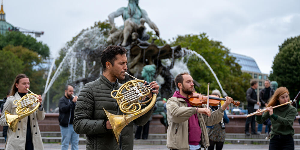 Musiker am Neptunbrunnen