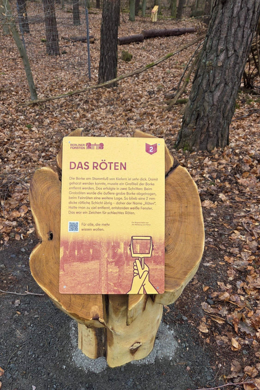 Harzungspfad Stolpe: Infoschild an der Station "Das Röten"