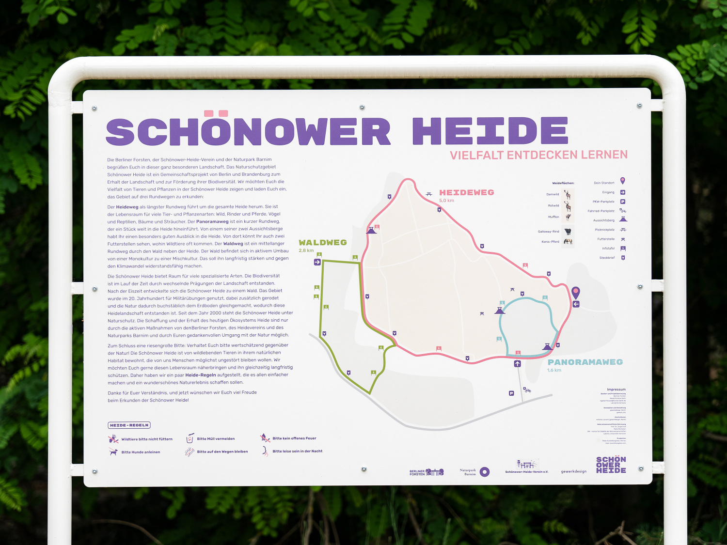 Schönower Heide: Schild mit Wegeplan