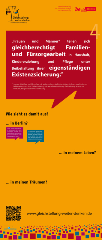 Plakat - der Leitsatz vier in dem roten Dialograhmen mit unten stehenden Fragen 