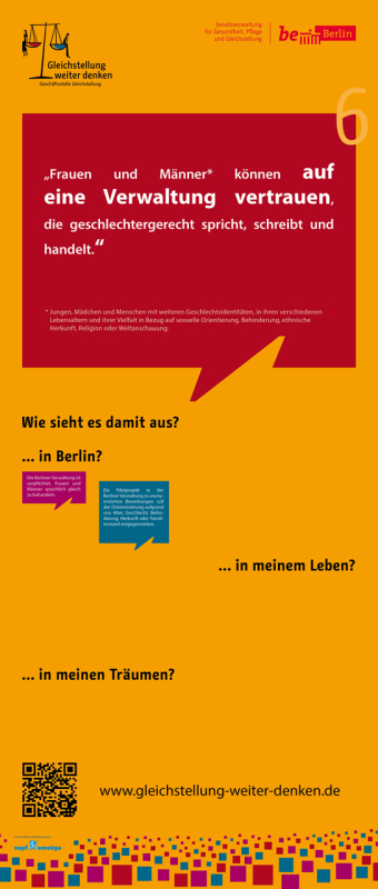 Plakat - der Leitsatz sechs in dem roten Dialograhmen mit unten stehenden Fragen 