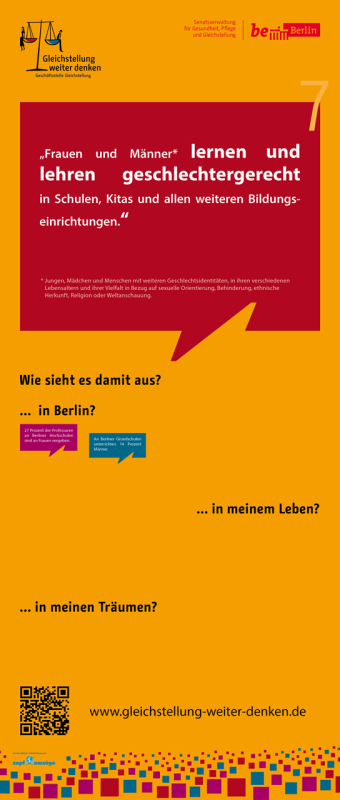 Plakat - der Leitsatz sieben in dem roten Dialograhmen mit unten stehenden Fragen 