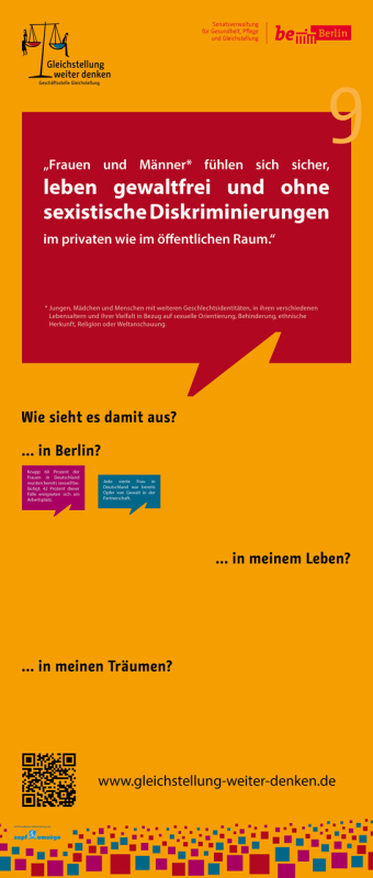 Plakat - der Leitsatz neun in dem roten Dialograhmen mit unten stehenden Fragen 