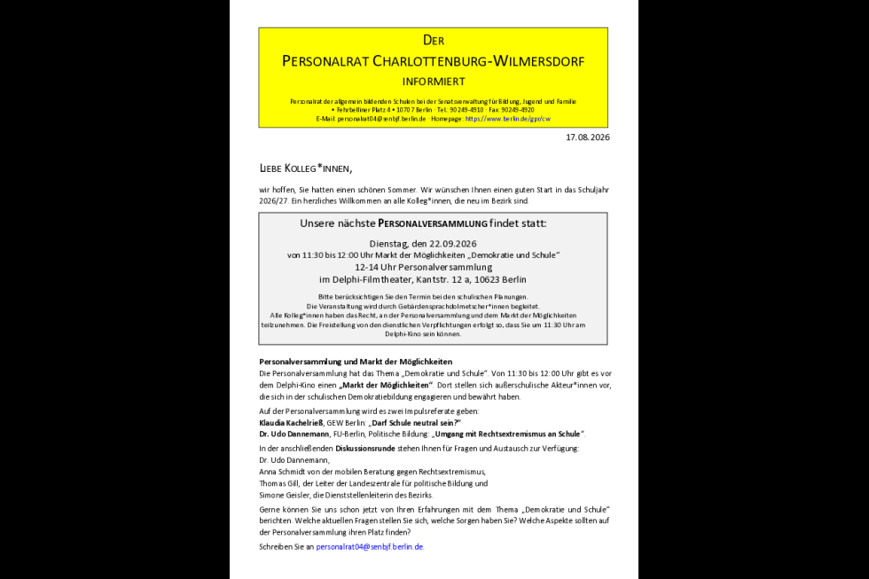 PR-Info | August 2026 (Sammelinfo)