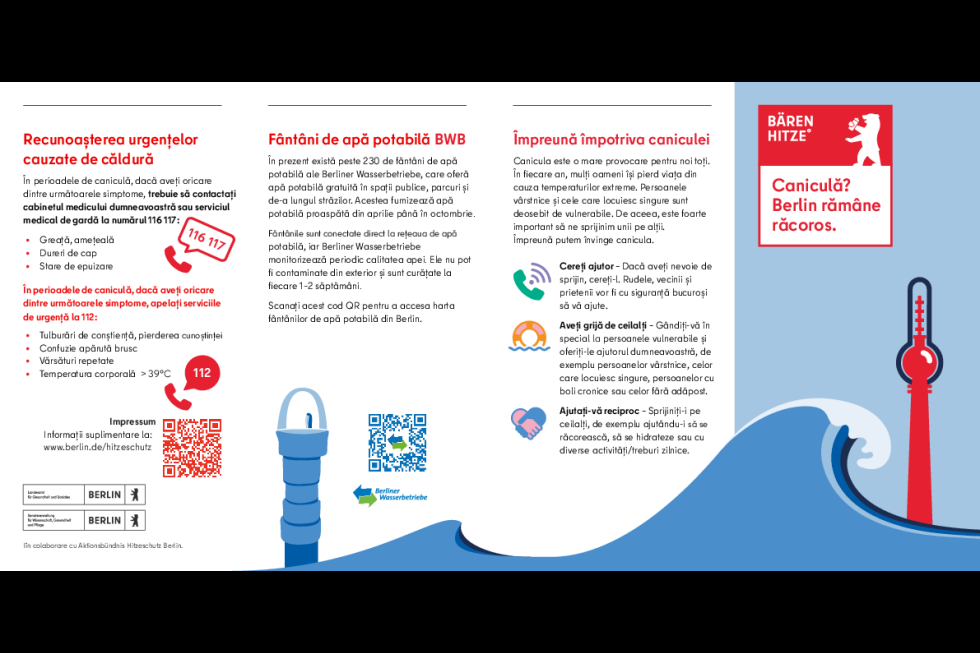 Hitzeschutz-Flyer (Rumänisch)