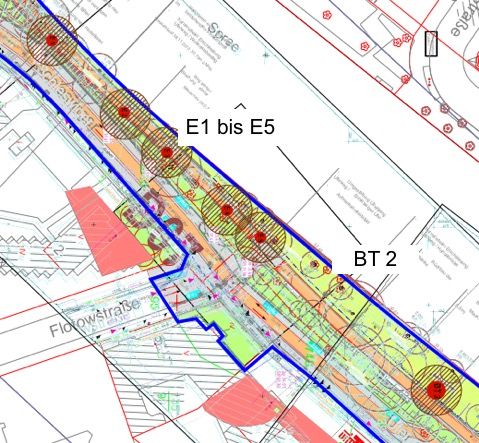 Lage der zu überprüfenden Merkmale E1 bis E5 und BT2