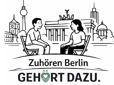 Zeichnung mit zwei Menschen , die sich unterhalten