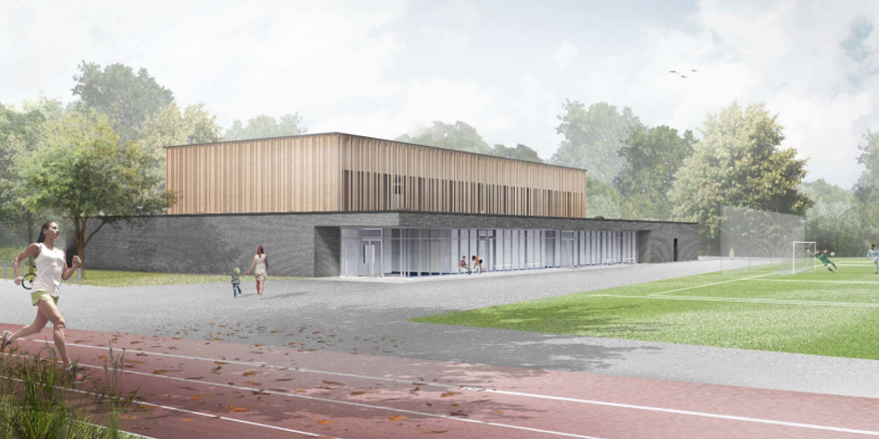 Visualisierung der neuen Sporthalle für die Grünauer Schule