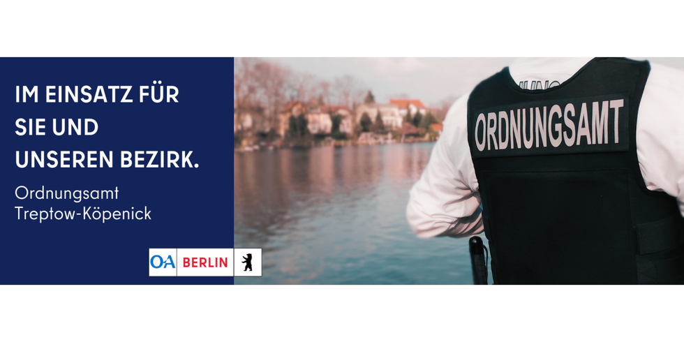 Dienstkraft des Ordnungsamtes am Ufer der Müggelspree