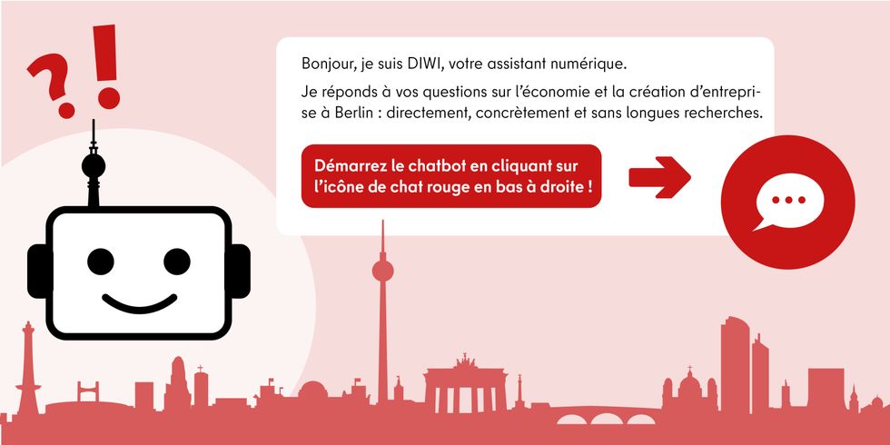 Bild mit einer Grafik zum DIWI-Chatbot als Computer mit Gesicht