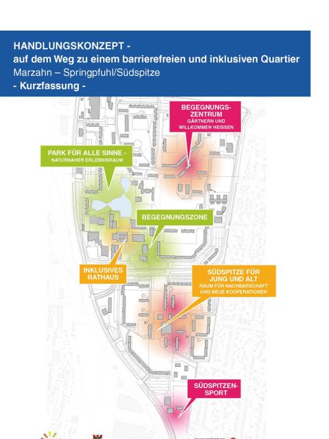 Titelbild mit Quartierskarte und verschiedenen Handlungsfeldern