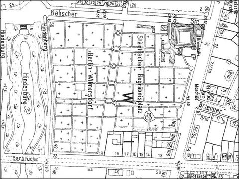 Friedhof Wilmersdorf im Stadtplan 1945 (N rechts)