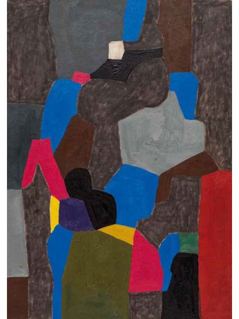 Hermann Bachmann: Sitzfigur, 1957, Öl auf Karton, 35 x 25 cm, Privatbesitz