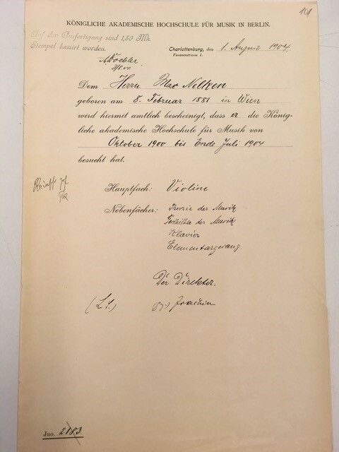 Max Nelken Königliche Akademische Hochschule für Musik in Berlin