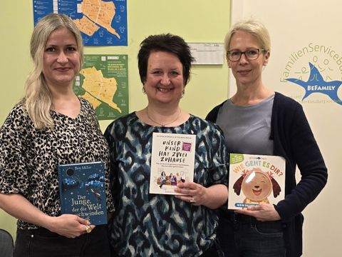 Die Sozialpädagoginnen Susann Schwarz und Susanne Koch und Anja Guth, Gruppenleiterin des FamilienServiceBüros (v.li.n.re.)