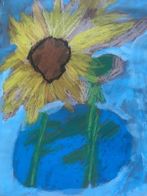 Bild mit gemalten Sonnenblumen