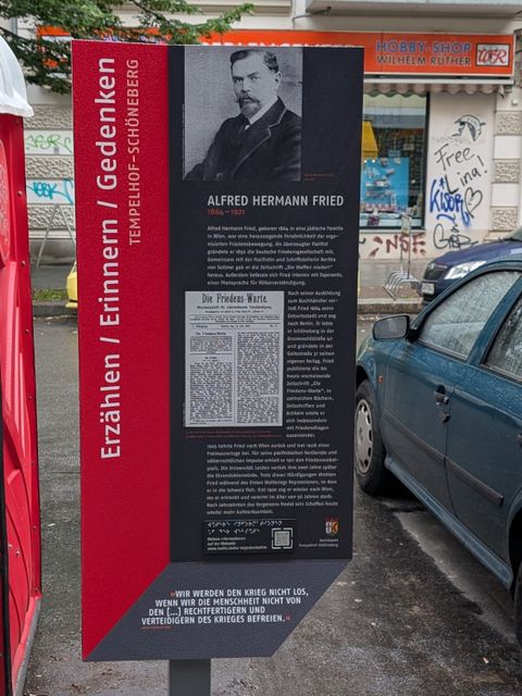 Gedenktafel für Alfred Hermann Fried (Bild: Bezirksamt Tempelhof-Schöneberg)