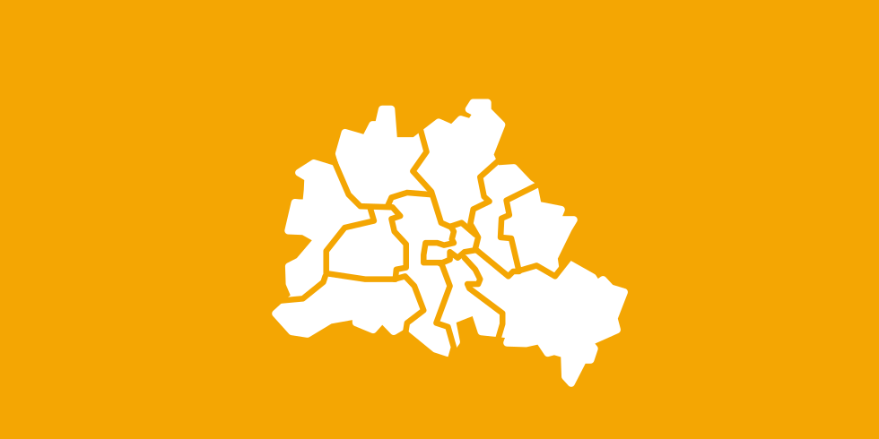 Karte von Berlin mit eingezeichneten Bezirksgrenzen