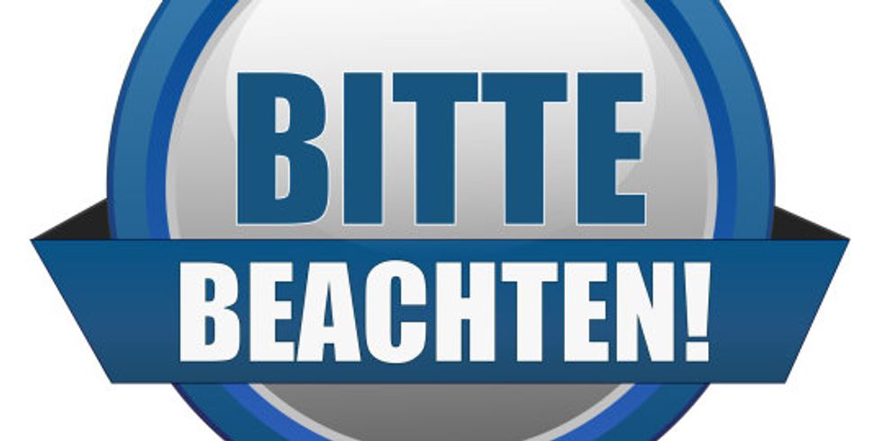 Logo mit Aufschrift Bitte beachten