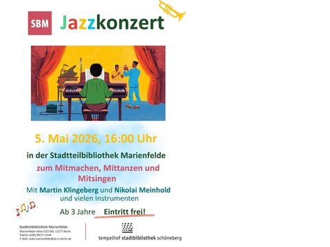 Ankündigung für das Jazz-Kinderkonzert am 05. Mai 2026