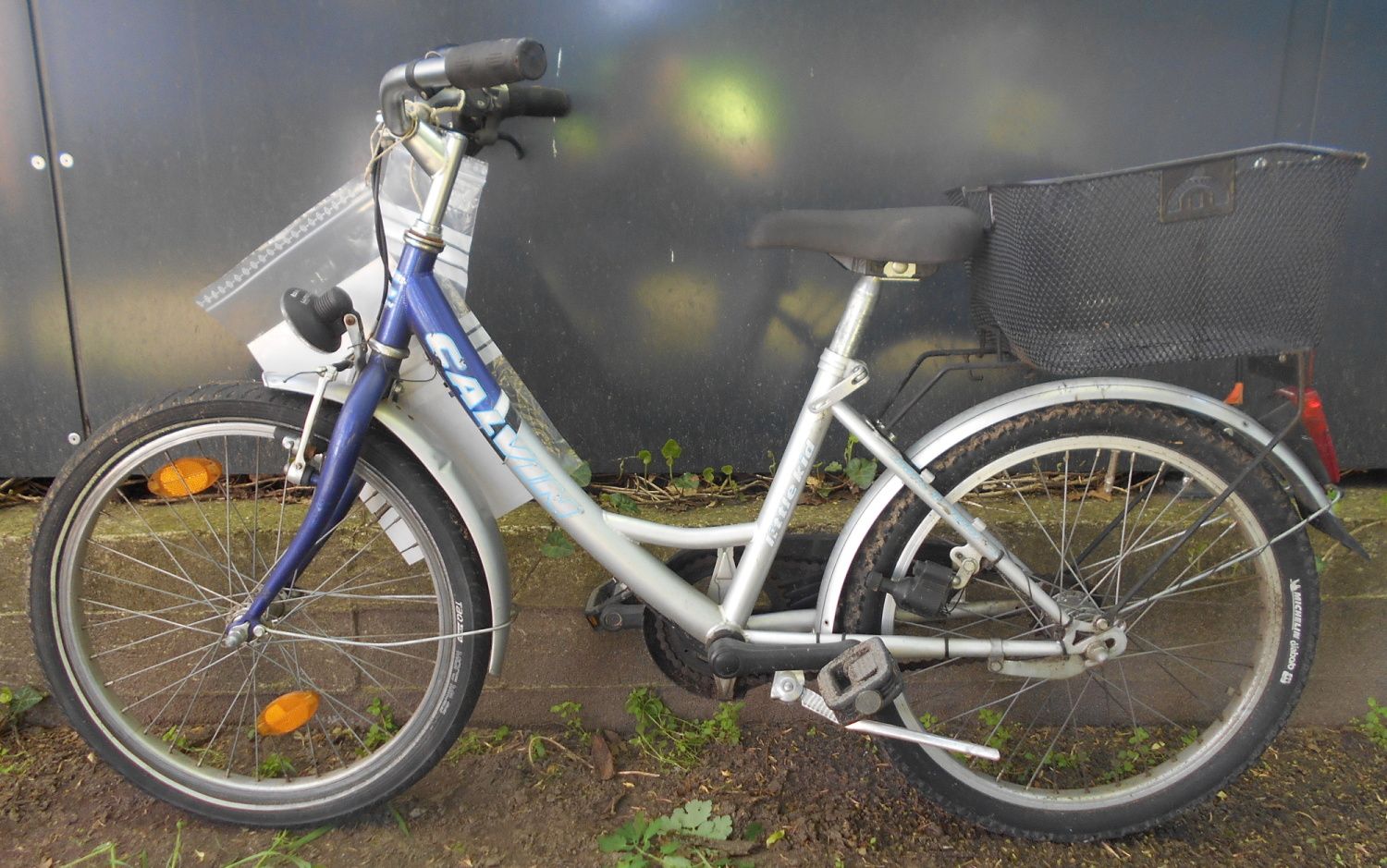 Silber-blaues Kinderfahrrad