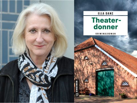Foto von Ella Danz und Buchcover 'Theaterdonner'