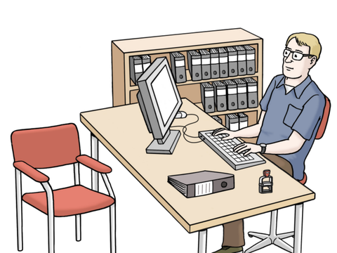 Verwaltungsmitarbeiter bei der Arbeit