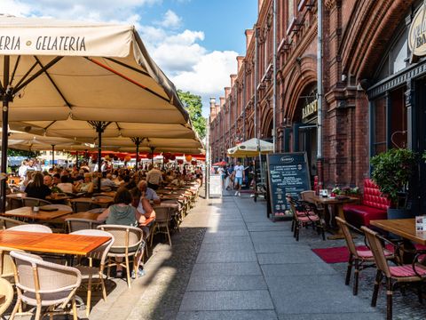 People enjoying in restaurant terraces in Berlin