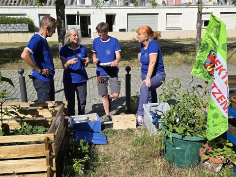 In kurzer Absprache werden wir die Aufgaben im Garten-Team besprochen und verteilt