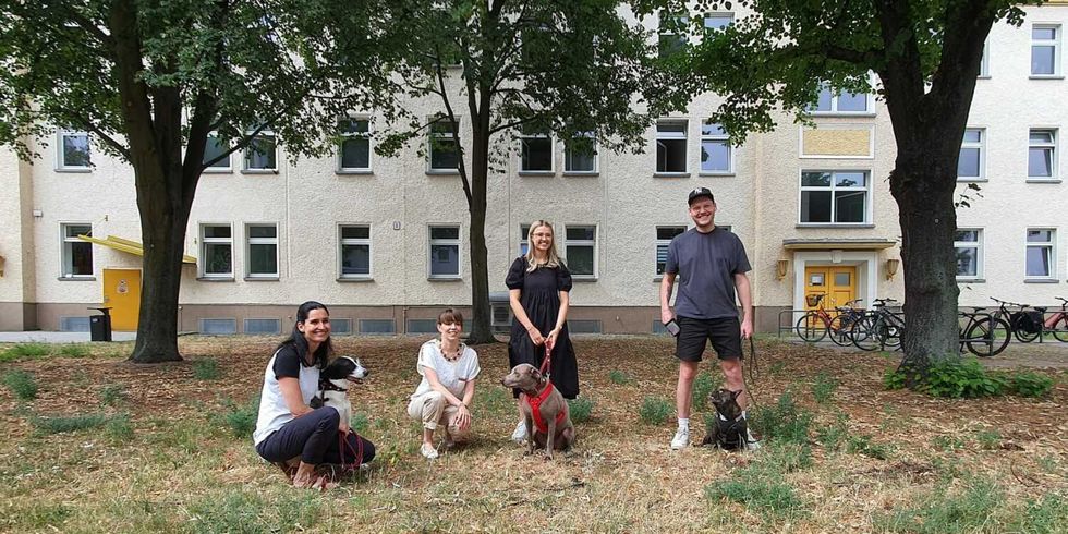 Kolleginnen und Kollegen aus dem Amt für Soziales mit ihren Hundefreunden am Aktionstag Hund