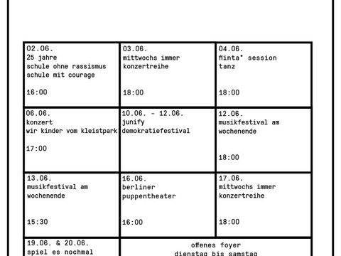 monatsprogramm für juni -alle infos stehen auch unter dem reiter programm auf der webseite