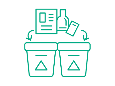 Icon von zwei Mülltonnen die Mülltrennung symbolisieren