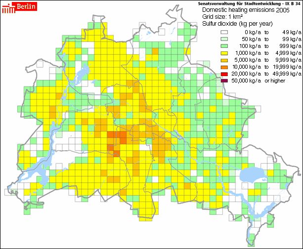 Fig. 4: Sulfur dioxide emissions resulting from domestic heating in 2005