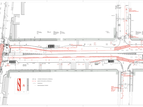 Müllerstraße: Verkehrszeichenplan für die Radfahrstreifen zwischen Seestraße und Ostender Straße (Bild: SenUMVK)