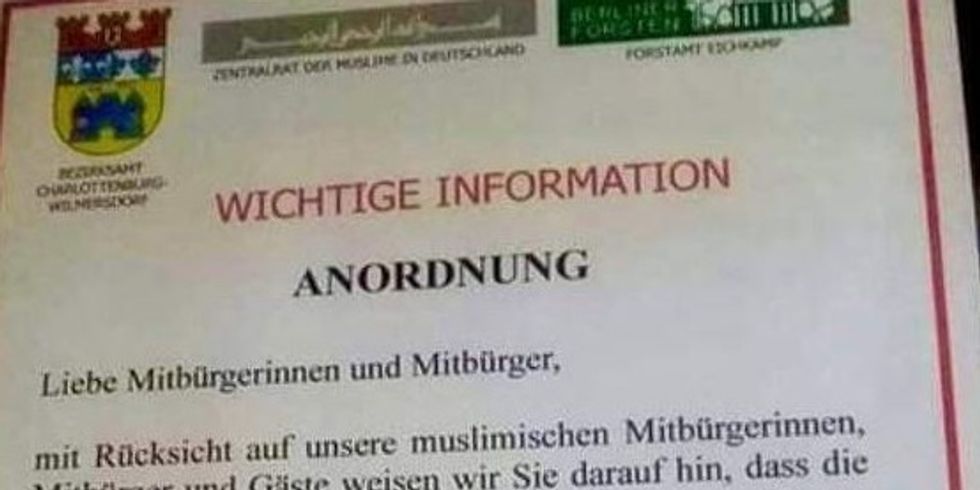 Screenshot der gefälschten "Anordnung" vom Teufelssee