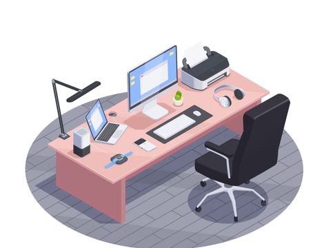 Isometric Workplace Gadgets Composition