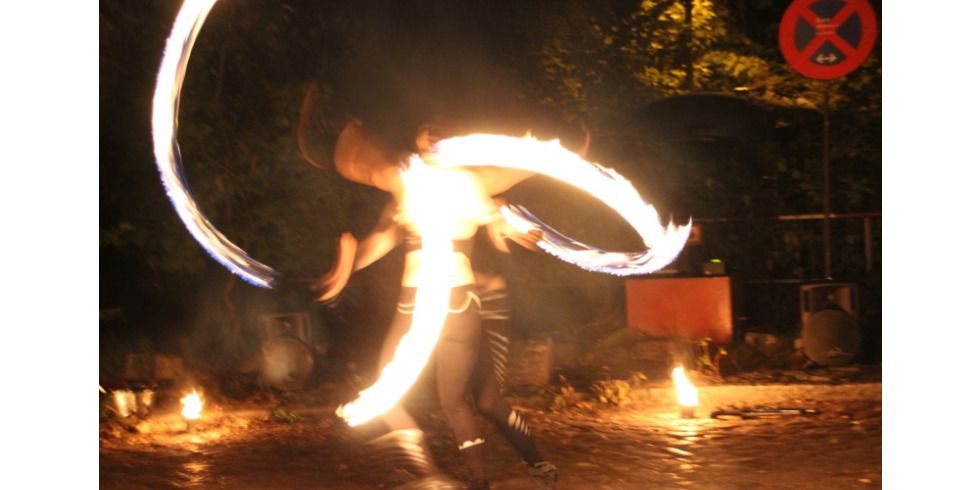 Lange Nacht der Bilder 2015. Eröffnung in den Blo-Ateliers. Die Feuershow